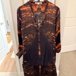 Burning Torch Black and Orange Patterned Dress